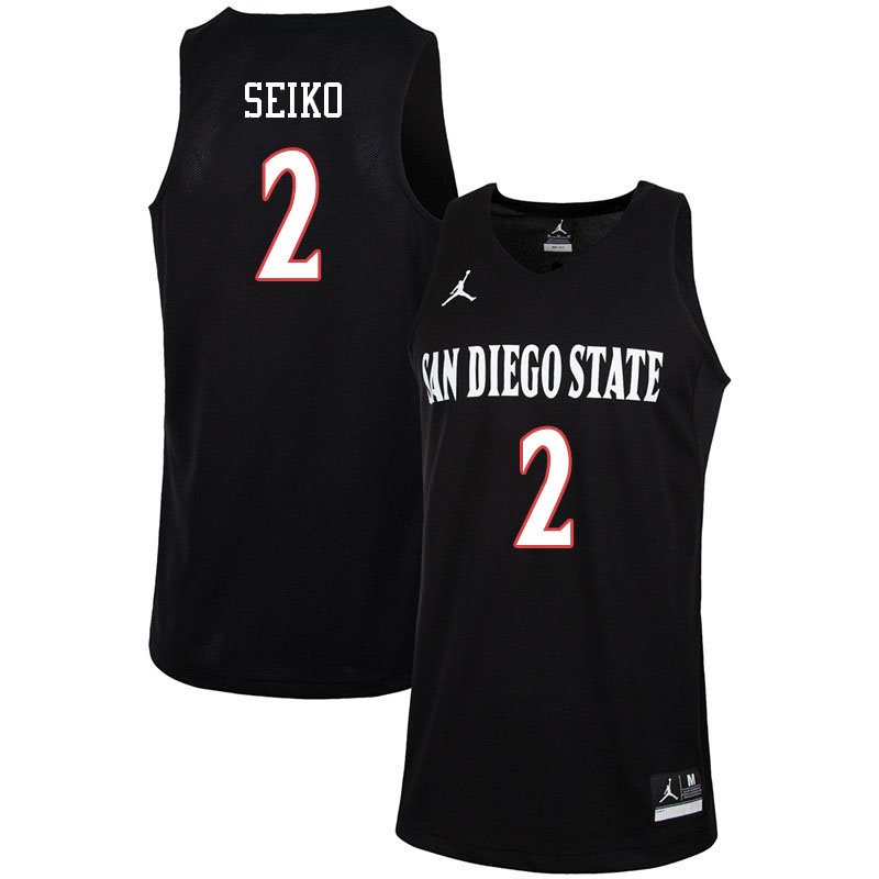 Jordan Brand Men #2 Adam Seiko San Diego State Aztecs College Basketball Jerseys-Black - Click Image to Close